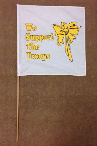 BANDERA MANO "WE SUPPORT THE TROOPS".
